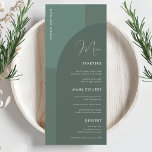 Menu Sage Green Boho Arch Nom d'hôte Dîner Mariage Homm<br><div class="desc">Ce menu de mariage élégant avec du texte personnalisé,  des arcs verts sauge et un arrière - plan vert ferait un merveilleux ajout à votre fête! Modifiez facilement le texte en cliquant sur l'option "personnaliser ce modèle".</div>