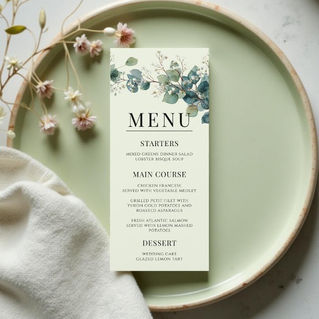 Menu Sage Green Eucalyptus Elegant Boho Wedding (Créateur téléchargé)