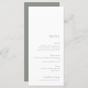 Menu Sage Green minimaliste & mariage élégant