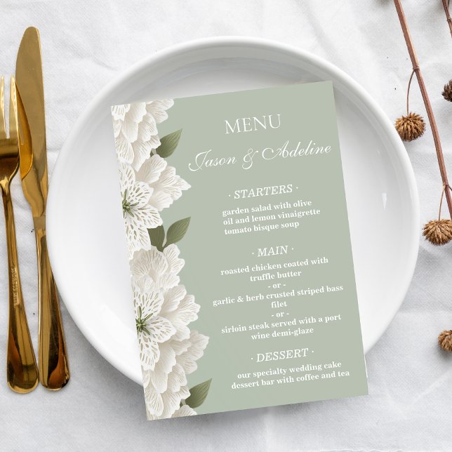 Menu Sage Green Modern  Luxury Elegant Wedding (Créateur téléchargé)