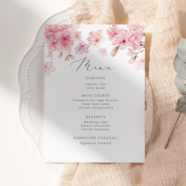 Menu Sakura mariage minimaliste (Créateur téléchargé)