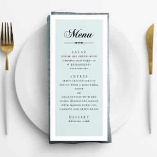Menu Script calligraphie classique bleu élégant mariage