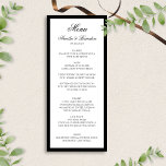 Menu Script classique formel Mariage noir et blanc<br><div class="desc">Élevez votre réception avec notre Menu Classique Formel Mariage noir et blanc. Ce menu magnifiquement conçu présente une palette de couleurs noir et blanc intemporelle, rehaussée d'une typographie de script élégante pour une touche de sophistication. Parfait pour les cravates noires ou les mariages formels, ce menu respire la classe et...</div>
