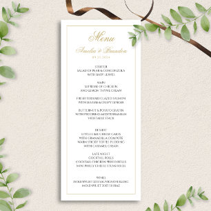 Menu Script classique formel Mariage noir et or