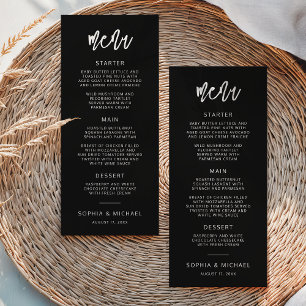 Menu Script contemporain moderne Mariage noir blanc