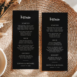 Menu Script de lettres main moderne Mariage noir blanc