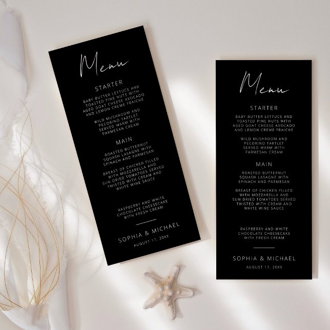 Menu Script de signature moderne Mariage noir blanc (Créateur téléchargé)