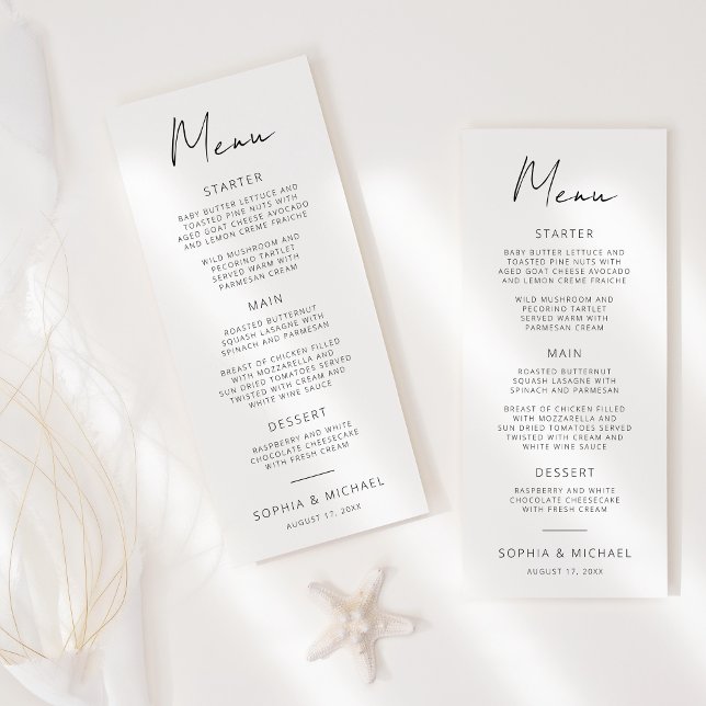 Menu Script de signature moderne Mariage noir blanc (Créateur téléchargé)