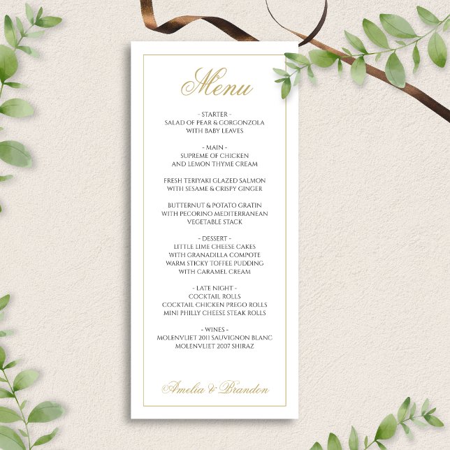 Menu Script élégant officiel Mariage noir et or (Créateur téléchargé)