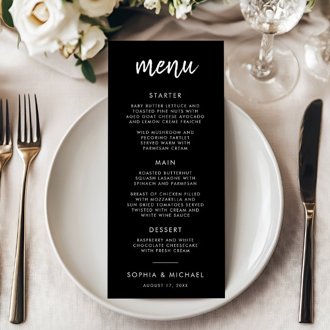 Menu Script Gras Moderne Mariage noir et blanc (Créateur téléchargé)