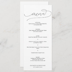 Menu Script minimal simple Mariage noir et blanc