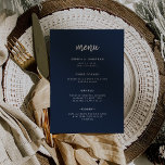 Menu Script minimaliste moderne bleu marine | MARIAGE<br><div class="desc">Cette carte de menu mariage,  élégante et minimaliste,  est dotée d'une typographie de script moderne et d'un texte sans empattement propre,  pour un design bleu marine foncé simple et élégant que vous aimerez.</div>