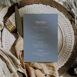 Menu Script minimaliste moderne Dusty Blue | MARIAGE<br><div class="desc">Cette carte de menu mariage élégante et minimaliste est dotée d'une typographie de script moderne et d'un texte sans empattement propre,  pour un design bleu et blanc poussiéreux simple et élégant.</div>