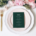 Menu Script minimaliste moderne Emerald Green | MARIAGE<br><div class="desc">Cette carte de menu mariage élégante et minimaliste est dotée d'une typographie de script moderne et d'un texte sans empattement propre,  pour un design simple et élégant vert émeraude et blanc que vous aimerez.</div>