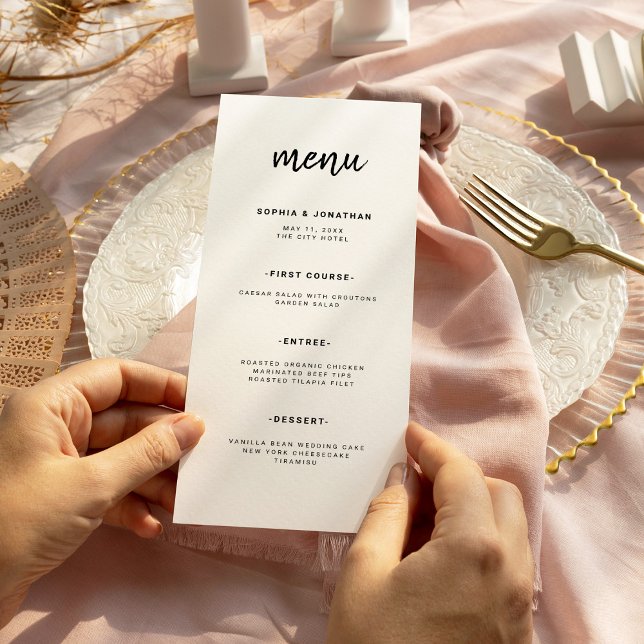 Menu Script minimaliste moderne | MARIAGE (Créateur téléchargé)