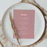 Menu Script minimaliste moderne Rose poussiéreux | MARI<br><div class="desc">Cette carte de menu mariage minimaliste et élégante est dotée d'une typographie de script moderne et d'un texte sans serif épuré,  pour un rose et un design blanc poussiéreux,  simple et élégant.</div>