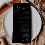 Menu Script minimaliste Whimsical | Mariage noir<br><div class="desc">Ce scénario minimaliste fantaisiste | noir menu mariage est parfait pour votre classique simple noir et blanc minimaliste mariage boho moderne. Le design se compose de calligraphie élégante, délicate et romantique écrite à la main et de typographie chic et formelle. Le look se marie bien avec n'importe quelle saison mariage...</div>