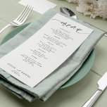 Menu Script moderne mariage noir et blanc<br><div class="desc">Simple minimaliste noir et blanc tendance script de calligraphie romantique carte de mariage personnalisée modèle.</div>