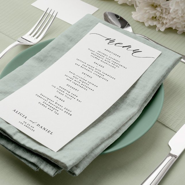 Menu Script moderne mariage noir et blanc (Créateur téléchargé)