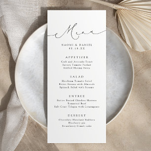 Menu Script moderne minimaliste chic élégant Mariage él