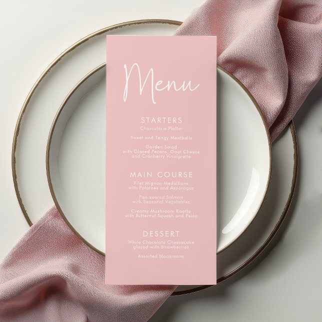 Menu Script moderne Rose Oh Baby Baby shower simple (Créateur téléchargé)