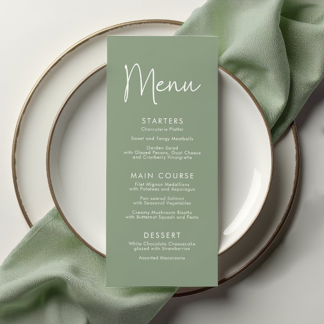 Menu Script moderne Sage Oh Baby Baby shower simple (Créateur téléchargé)
