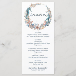 Menu Sea Wreath Mariage d'aquarelle de plage tropical