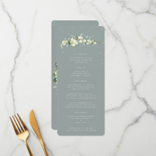 Menu Seafoam Snowberry+Eucalyptus 4 Parcours Mariage pl