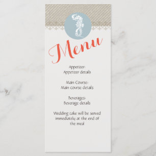 Menu Seahorse Bleu Classique Nautique Élégant