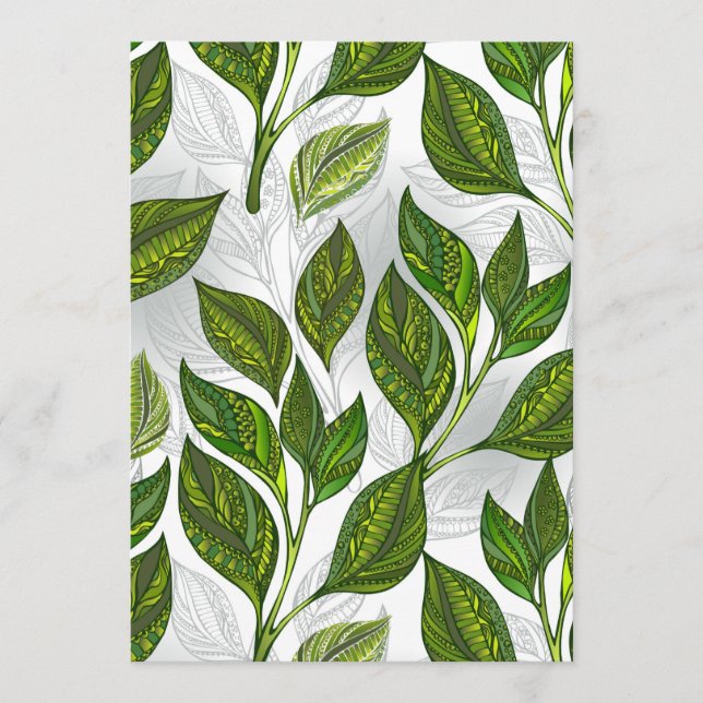 Menu Seamless Pattern with Green Tea Leaves (Devant)