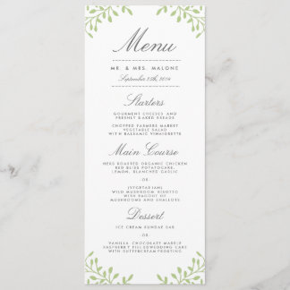 Menu Secret Garden Wedding Dinner Menu - Vert