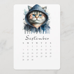Menu Septembre Calendrier autonome Kitty Splash Art
