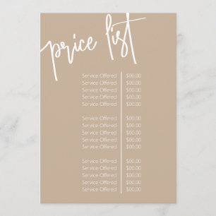 Menu Service Tarif Salon Beige Simple Script