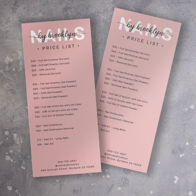 Menu Services Liste des prix du salon de ongles (Créateur téléchargé)