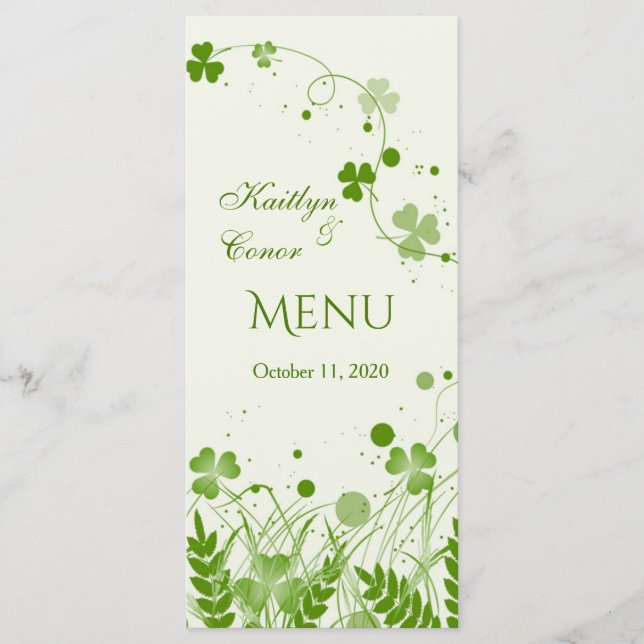 Menu shamrock tourbillonnant dans un Mariage de prairie (Devant)