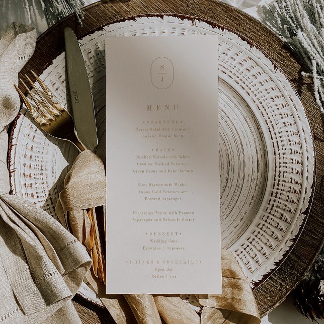 Menu SHYLAH Simple Or Crème Bohème Chic Minimal Mariage (SHYLAH Simple Gold Cream Boho Chic Minimal Wedding Menu)