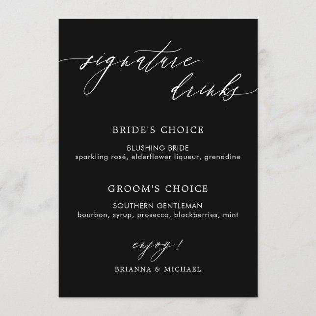 Menu Signature de calligraphie simple et élégante Boiss (Devant)