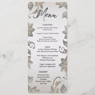 Menu Silver Gold Floral