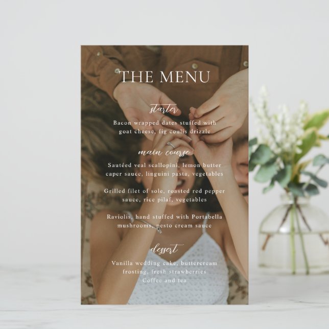 Menu Simple Black and White Modern Photo Mariage M (Debout devant)