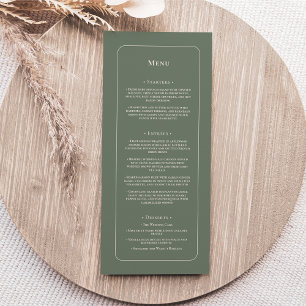 Menu Simple Boho Sage Green Mariage plat