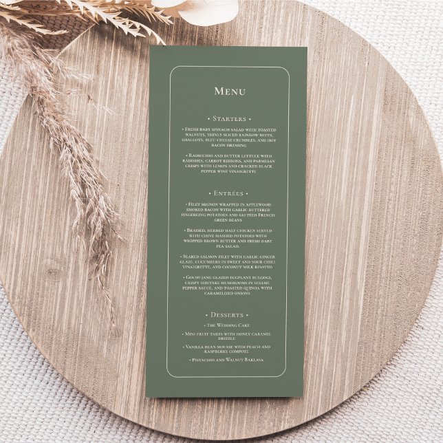 Menu Simple Boho Sage Green Mariage plat (Créateur téléchargé)