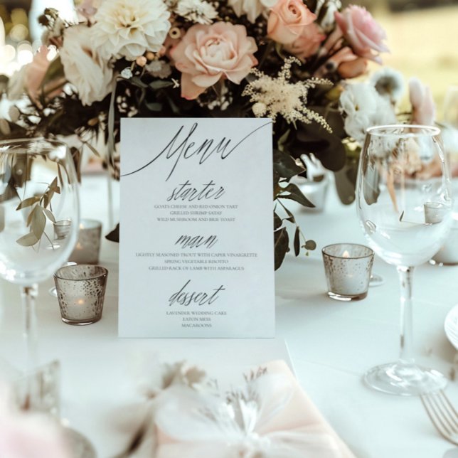 Menu Simple Calligraphie noir & blanc Mariage (Créateur téléchargé)