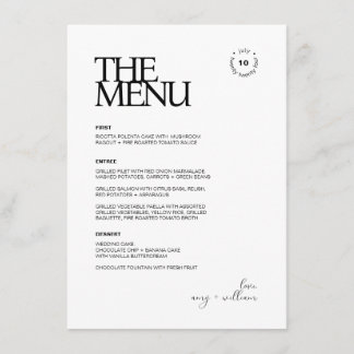 Menu Simple Chic ・ Design Moderne Minimaliste ・ Élégant