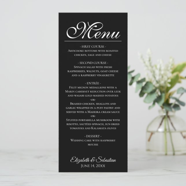 Menu Simple Elegance Classic Mariage noir (Debout devant)