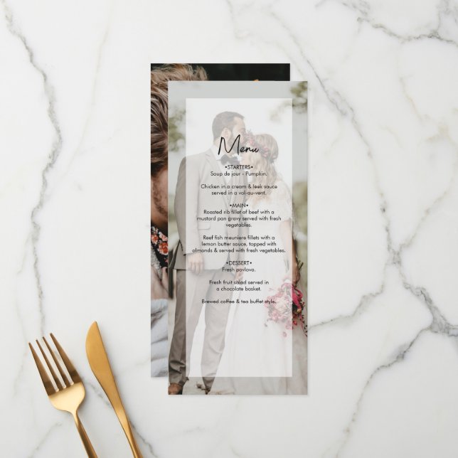 Menu Simple Elegant 2 Photo Overlay Script Mariage (Devant/Arrière en situation)