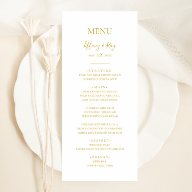 Menu Simple Elegant Gold Mariage Dinner Menu (Créateur téléchargé)