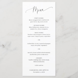 Menu Simple Elegant Mariage blanc classique