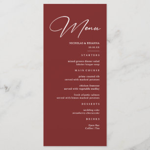 Menu Simple Élégant Mariage Bordeaux