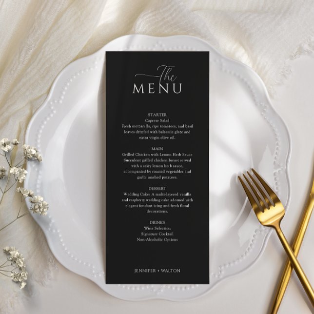 Menu Simple Élégant mariage noir (Créateur téléchargé)