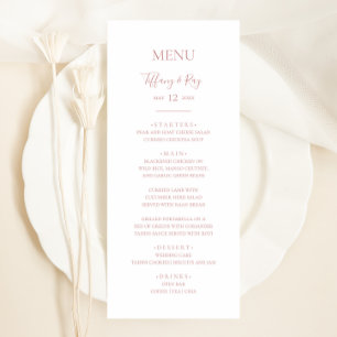 Menu Simple Elegant Rose Gold Mariage Dinner Menu